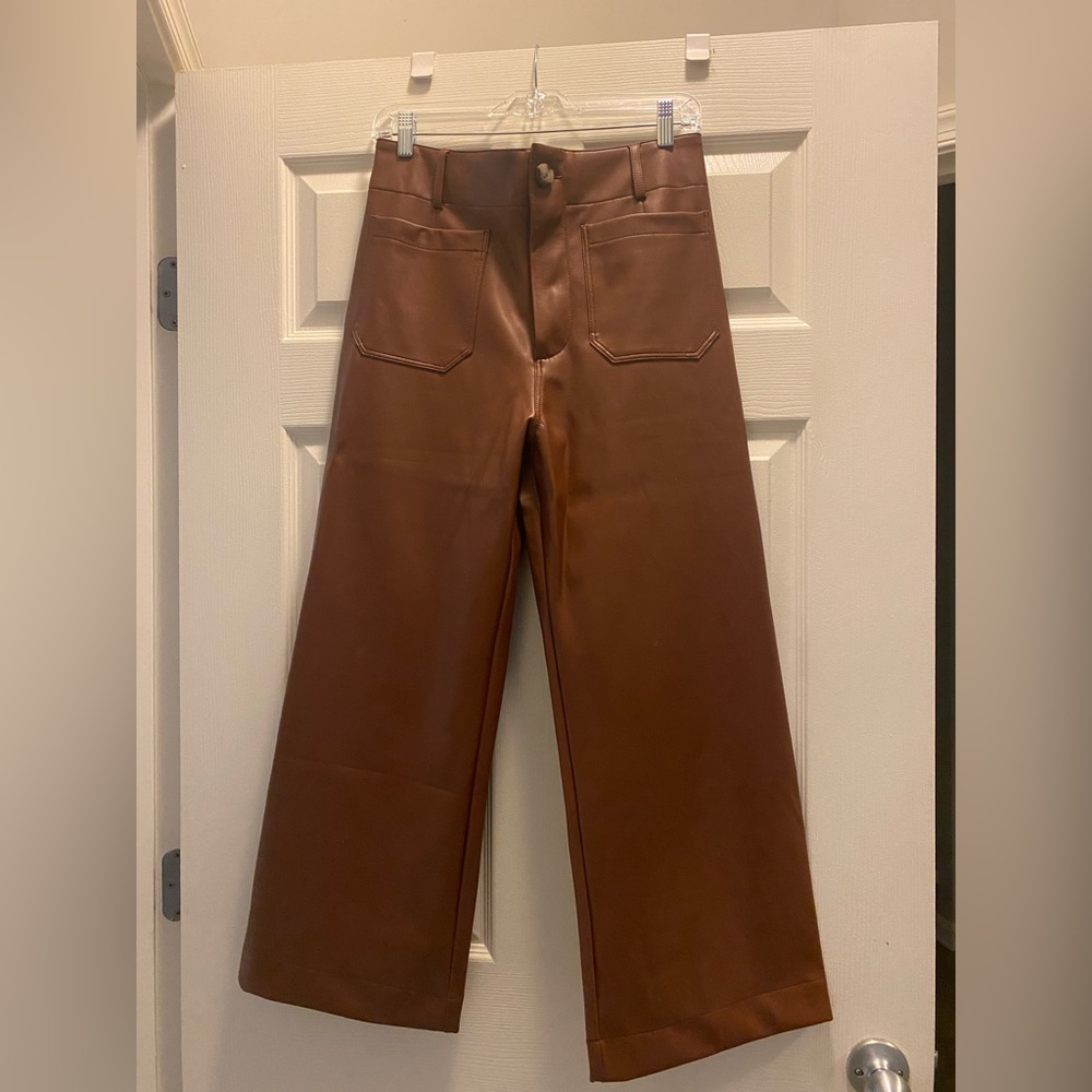 Anthropologie Colette Faux Leather Pants - brown